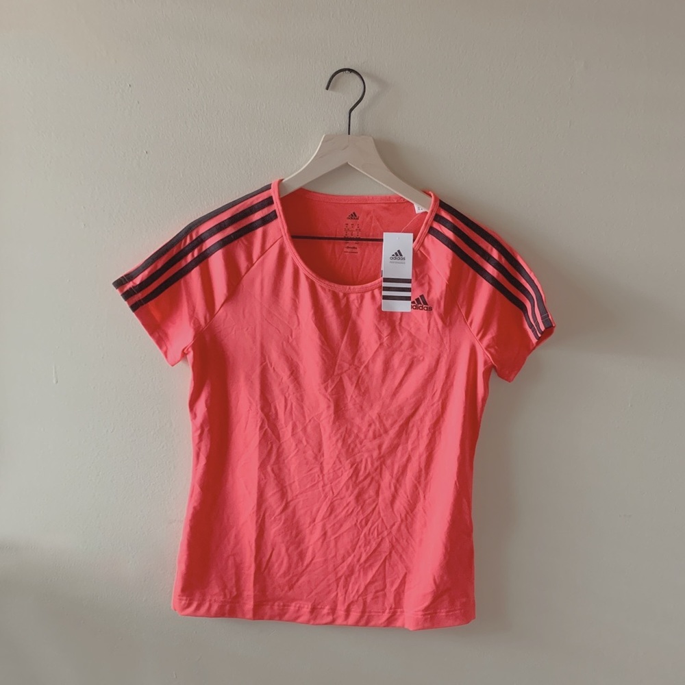 neon pink adidas top